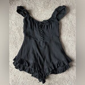 Elegant Black Ruffled Women's Top